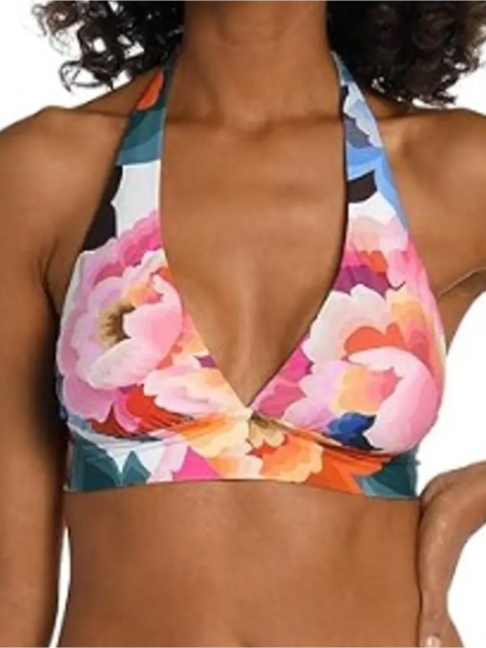 La Blanca Floral Halter Bikini Top in Multicolor - Women Swim